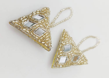 Light Gold Beaded Mirror Tassels Latkan, Bridal Tassels, Decorative Tassels